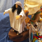 Preview: Gesamtset "Jesus im Sturm" - Jesus & 2 Apostel & Segelschiff & Fischernetz & Fisch im Korb & 3 Meter Gaze